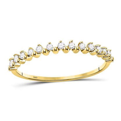 10k Yellow Gold Round Diamond Stackable Band Ring 1/8 Cttw