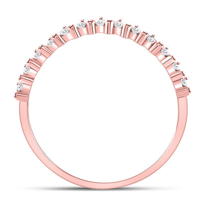 10k Rose Gold Round Diamond Stackable Band Ring 1/8 Cttw