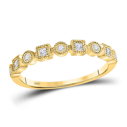 10kt Yellow Gold Round Diamond Square Dot Stackable Band Ring 1/6 Cttw
