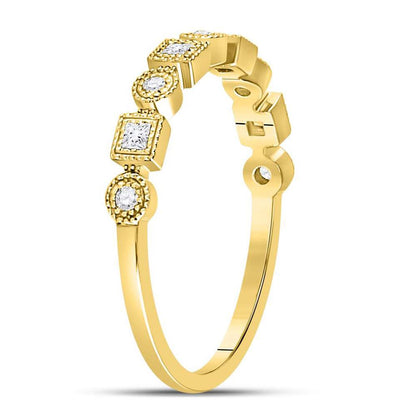10kt Yellow Gold Round Diamond Square Dot Stackable Band Ring 1/6 Cttw