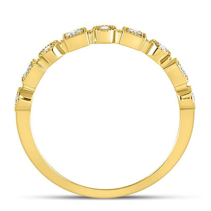 10kt Yellow Gold Round Diamond Square Dot Stackable Band Ring 1/6 Cttw