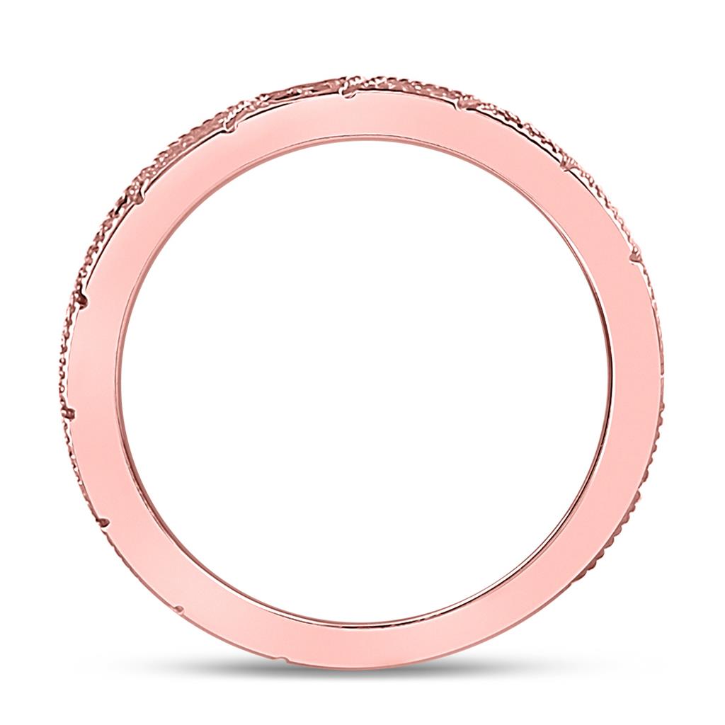 10k Rose Gold Round Ruby Diamond Milgrain Stackable Band Ring 1/4 Cttw
