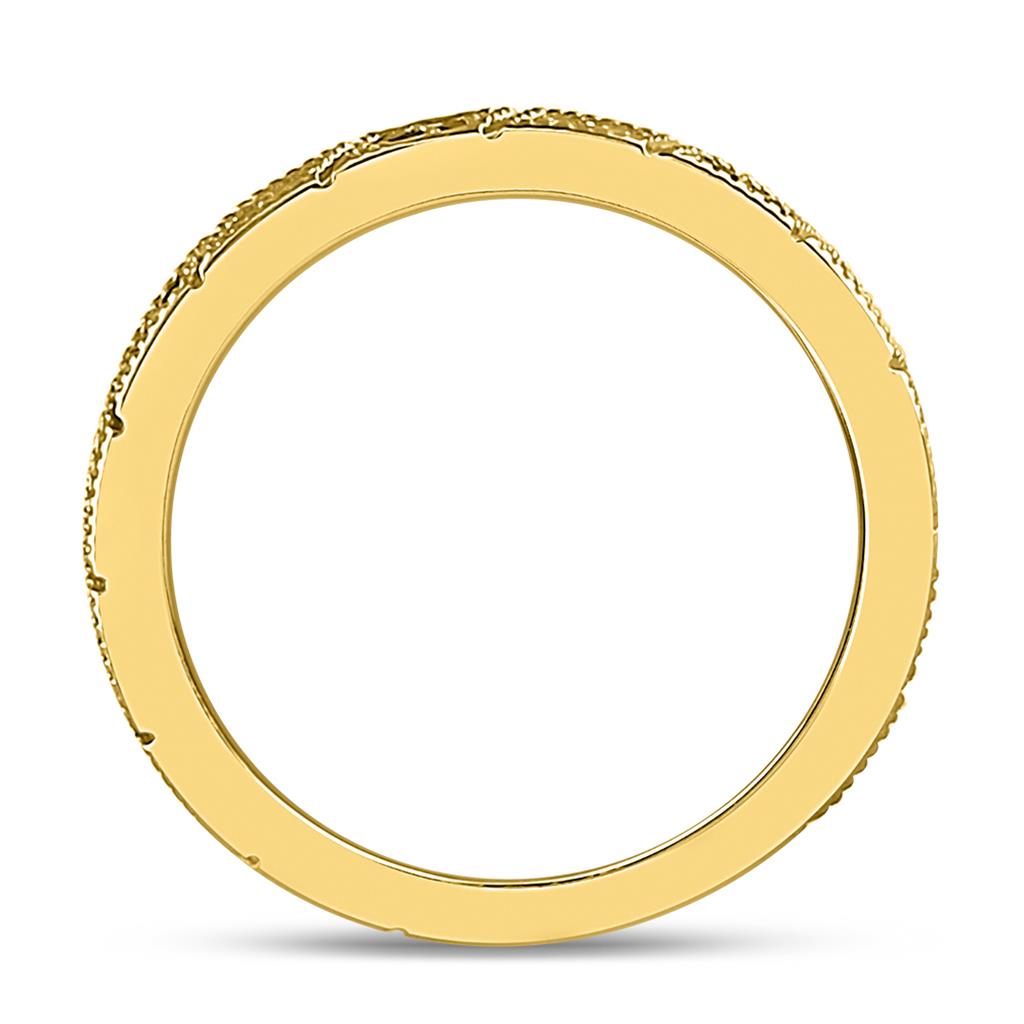 10k Yellow Gold Round Blue Sapphire Diamond Milgrain Stackable Band Ring 1/4 Cttw