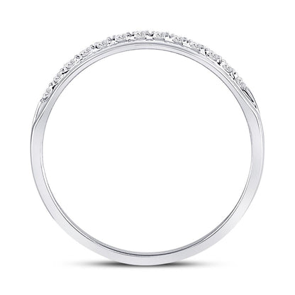 14k White Gold Machine Set Round Diamond Wedding Band Ring 1/5 Cttw
