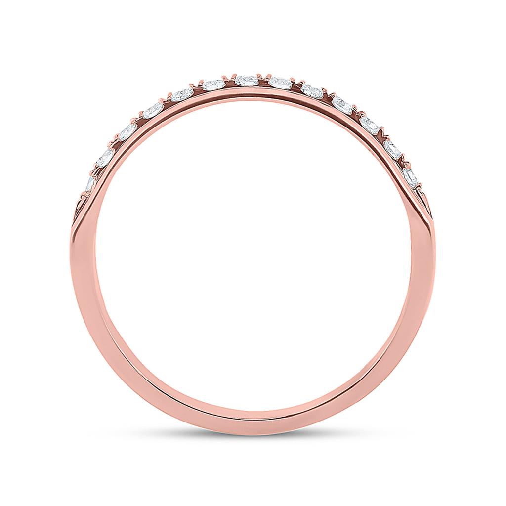14k Rose Gold Round Diamond Wedding Single Row Band Ring 1/3 Cttw