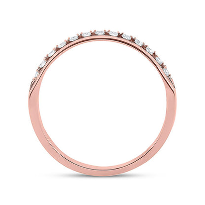 14k Rose Gold Round Diamond Wedding Single Row Band Ring 1/3 Cttw