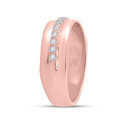 14k Rose Gold Round Diamond Wedding Single Row Band Ring 1/3 Cttw