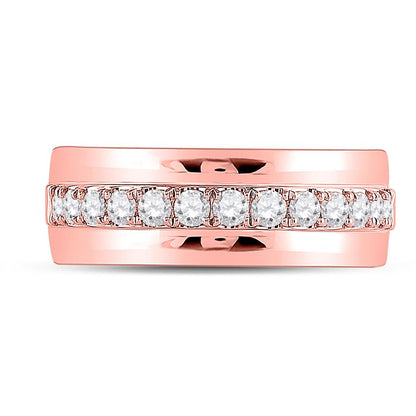 14k Rose Gold Round Diamond Wedding Single Row Band Ring 3/4 Cttw