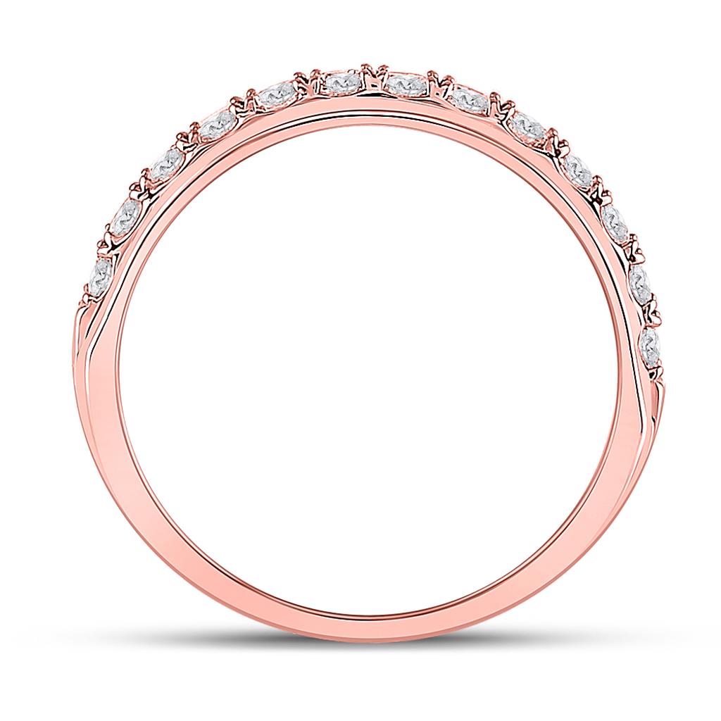 14k Rose Gold Round Diamond Wedding Single Row Band Ring 3/4 Cttw