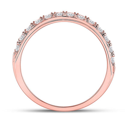 14k Rose Gold Round Diamond Wedding Single Row Band Ring 3/4 Cttw