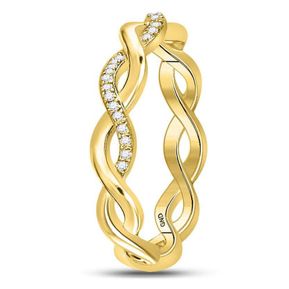 10k Yellow Gold Round Diamond Fashion Braided Band Ring 1/10 Cttw