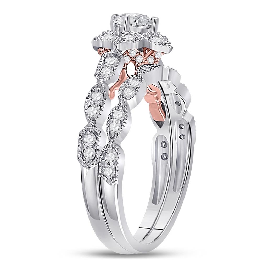 14k Two-tone Gold Round Diamond Bridal Wedding Ring Set 3/4 Cttw (Certified)