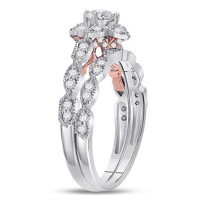 14k Two-tone Gold Round Diamond Bridal Wedding Ring Set 3/4 Cttw (Certified)