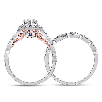 14k Two-tone Gold Round Diamond Bridal Wedding Ring Set 3/4 Cttw (Certified)