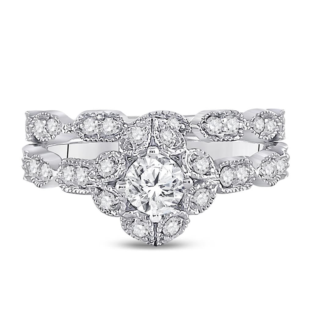 14k Two-tone Gold Round Diamond Bridal Wedding Ring Set 3/4 Cttw (Certified)