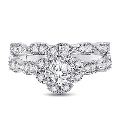 14k Two-tone Gold Round Diamond Bridal Wedding Ring Set 3/4 Cttw (Certified)