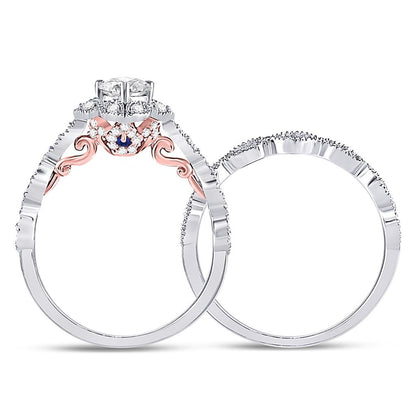 14k Two-tone Gold Round Diamond Bridal Wedding Ring Set 3/4 Cttw (Certified)