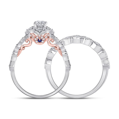 14k Two-tone Gold Round Diamond Bridal Wedding Ring Set 3/4 Cttw (Certified)