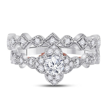 14k Two-tone Gold Round Diamond Bridal Wedding Ring Set 3/4 Cttw (Certified)