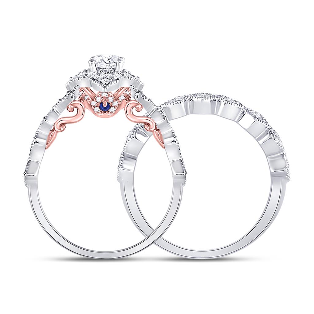 14k Two-tone Gold Round Diamond Bridal Wedding Ring Set 3/4 Cttw (Certified)