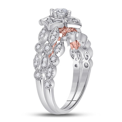 14k Two-tone Gold Round Diamond Bridal Wedding Ring Set 3/4 Ctw (Certified)