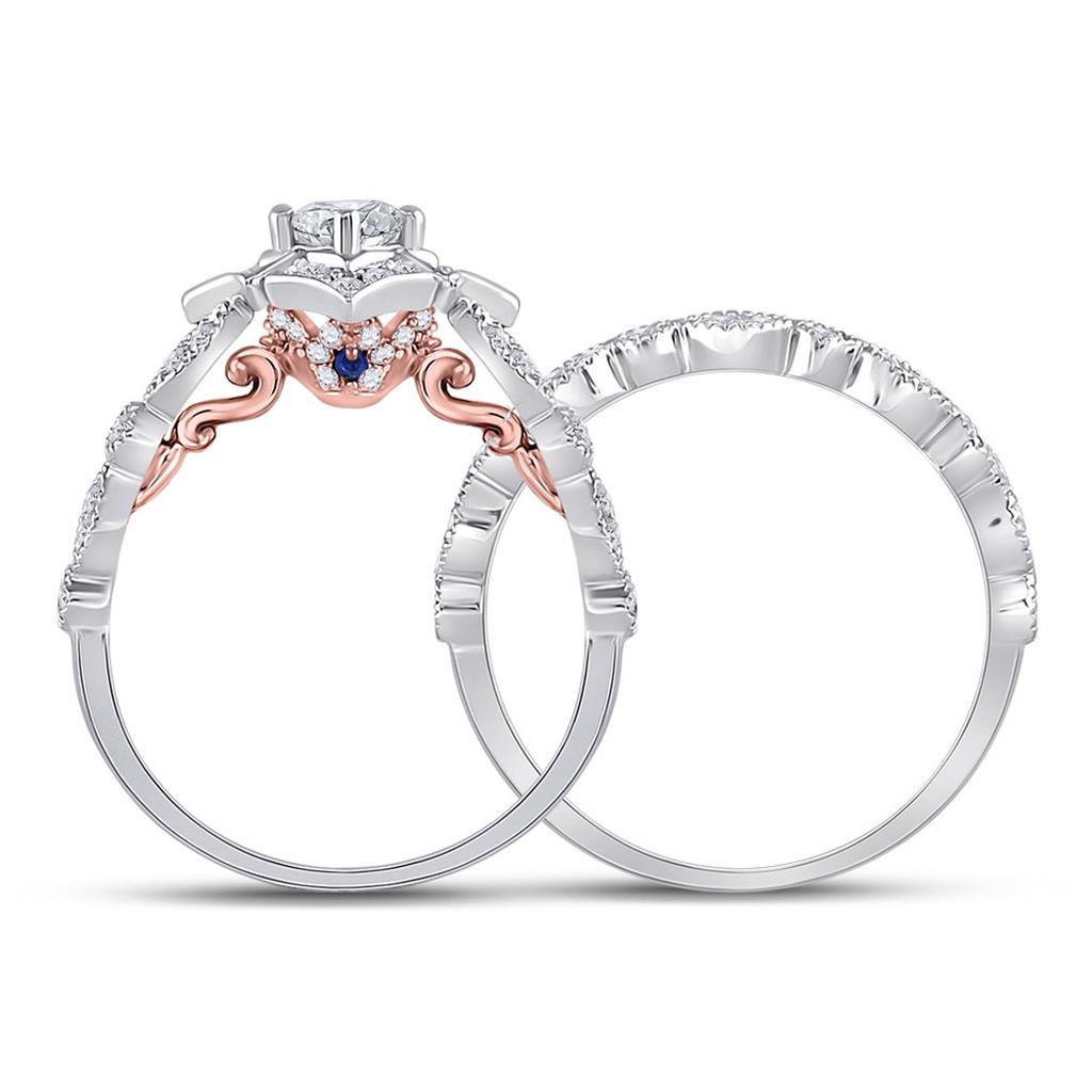 14k Two-tone Gold Round Diamond Bridal Wedding Ring Set 3/4 Ctw (Certified)