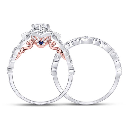 14k Two-tone Gold Round Diamond Bridal Wedding Ring Set 3/4 Ctw (Certified)