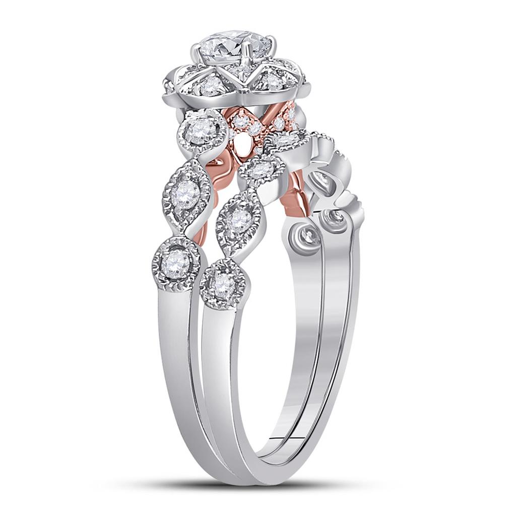 14k Two-tone Gold Round Diamond Bridal Wedding Ring Set 3/4 Ctw (Certified)