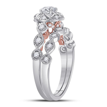 14k Two-tone Gold Round Diamond Bridal Wedding Ring Set 3/4 Ctw (Certified)