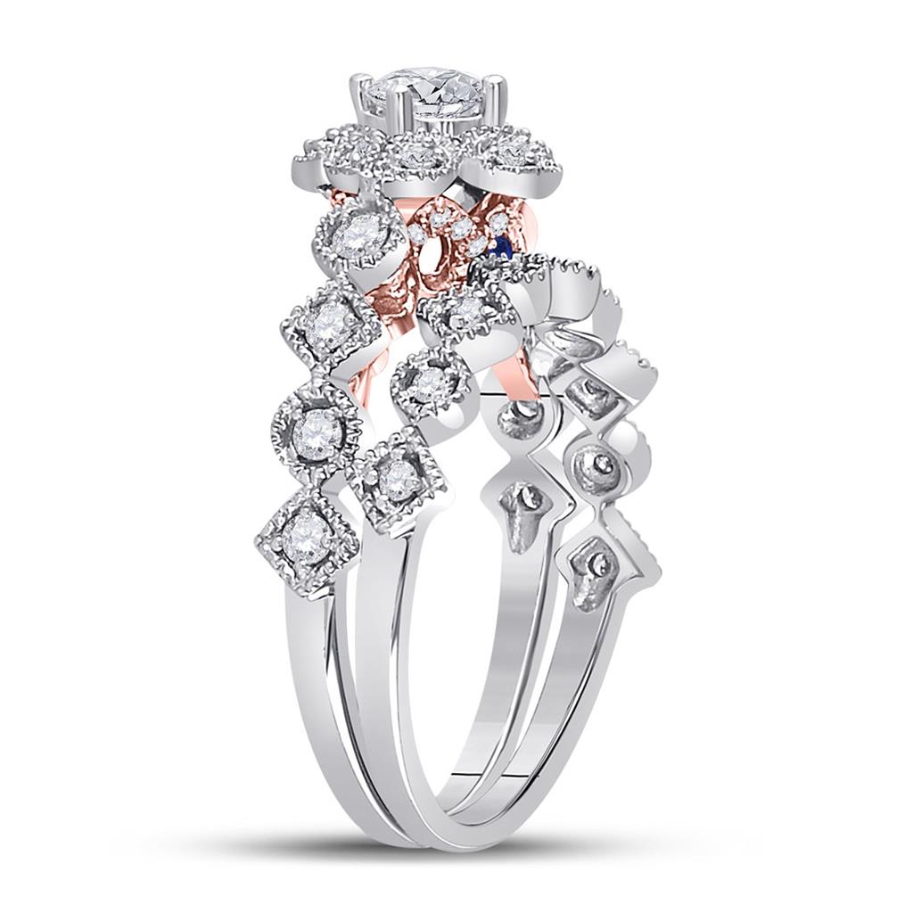 14k Two-tone Gold Round Diamond Bridal Wedding Ring Set 3/4 Ctw (Certified)