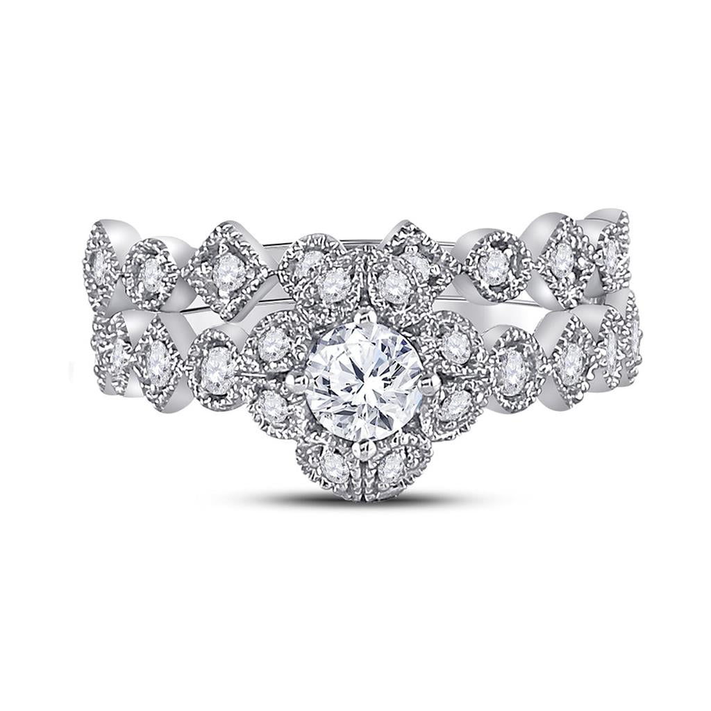 14k Two-tone Gold Round Diamond Bridal Wedding Ring Set 3/4 Ctw (Certified)