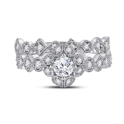 14k Two-tone Gold Round Diamond Bridal Wedding Ring Set 3/4 Ctw (Certified)