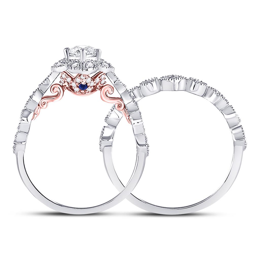 14k Two-tone Gold Round Diamond Bridal Wedding Ring Set 3/4 Ctw (Certified)