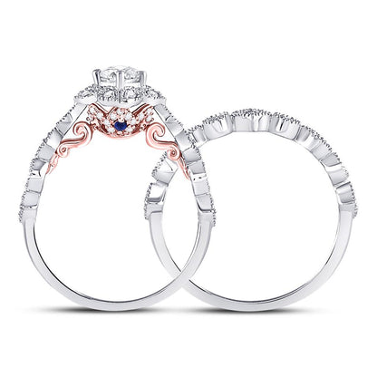 14k Two-tone Gold Round Diamond Bridal Wedding Ring Set 3/4 Ctw (Certified)