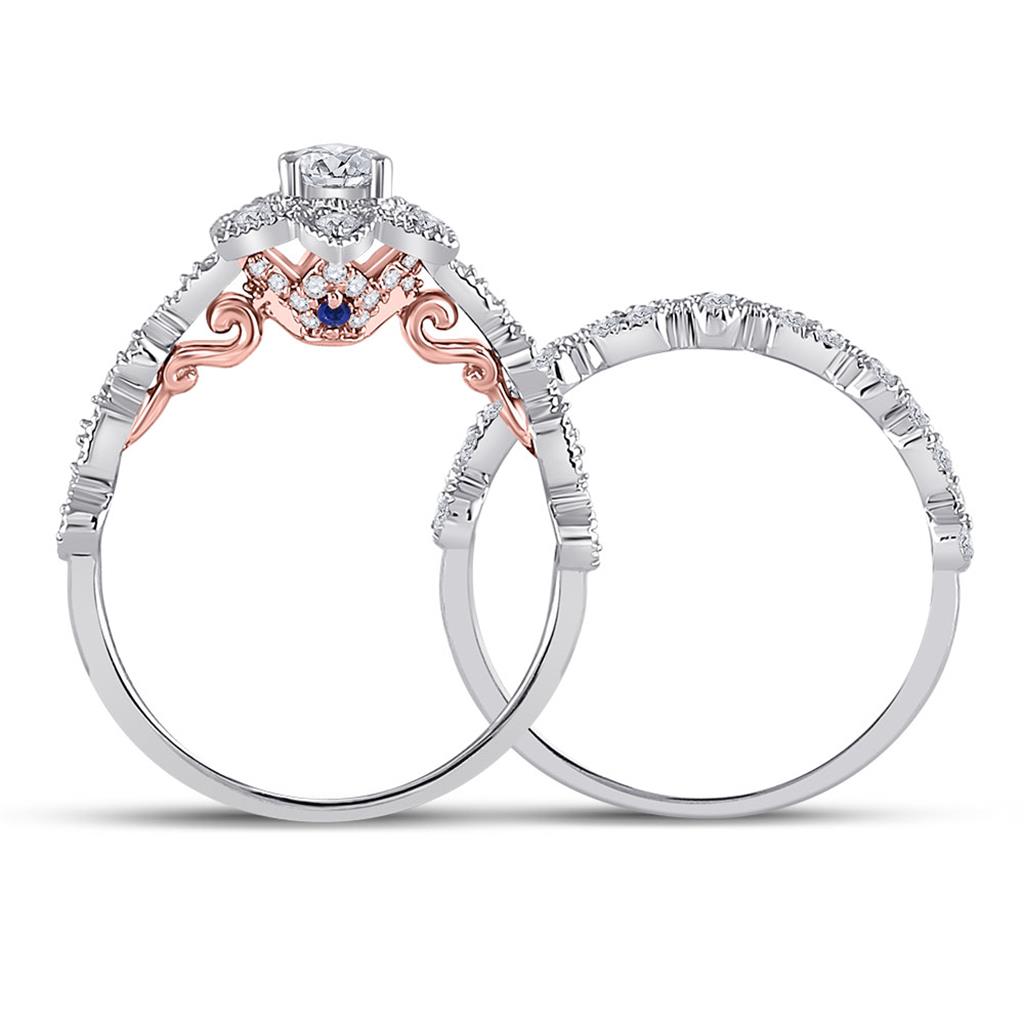 14k Two-tone Gold Round Diamond Bridal Wedding Ring Set 3/4 Ctw (Certified)