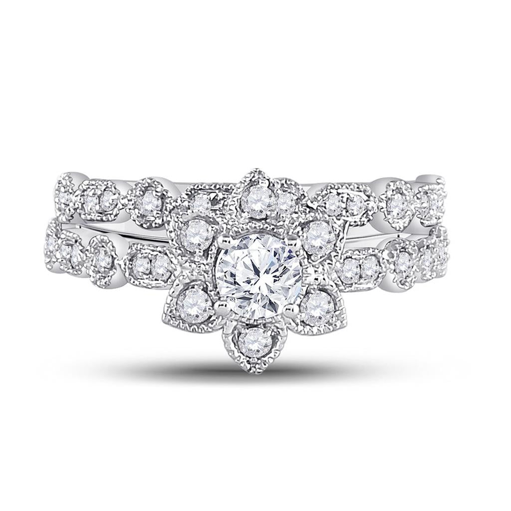 14k Two-tone Gold Round Diamond Bridal Wedding Ring Set 3/4 Ctw (Certified)