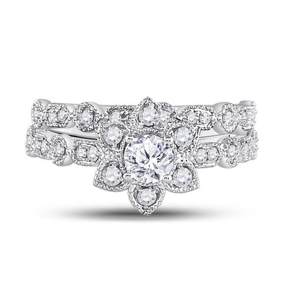 14k Two-tone Gold Round Diamond Bridal Wedding Ring Set 3/4 Ctw (Certified)