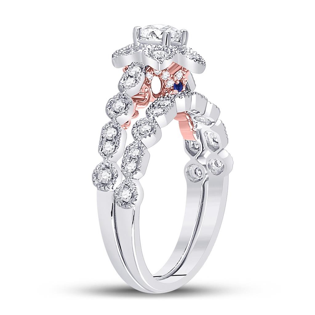 14k Two-tone Gold Round Diamond Bridal Wedding Ring Set 3/4 Ctw (Certified)