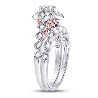 14k Two-tone Gold Round Diamond Bridal Wedding Ring Set 3/4 Cttw (Certified)