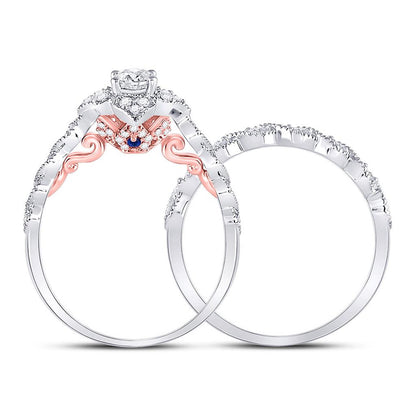 14k Two-tone Gold Round Diamond Bridal Wedding Ring Set 3/4 Cttw (Certified)