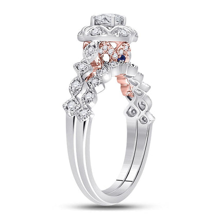 14k Two-tone Gold Round Diamond Bridal Wedding Ring Set 3/4 Cttw (Certified)