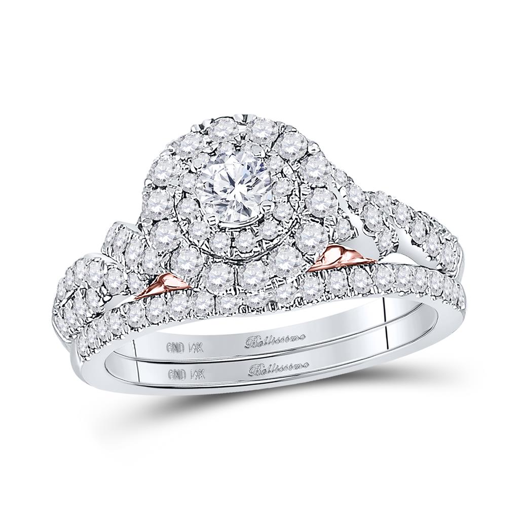 14k Two-tone Gold Round Diamond Bridal Wedding Ring Set 1 Cttw (Certified)