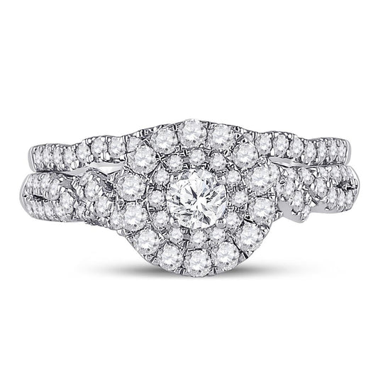 14k Two-tone Gold Round Diamond Bridal Wedding Ring Set 1 Cttw (Certified)