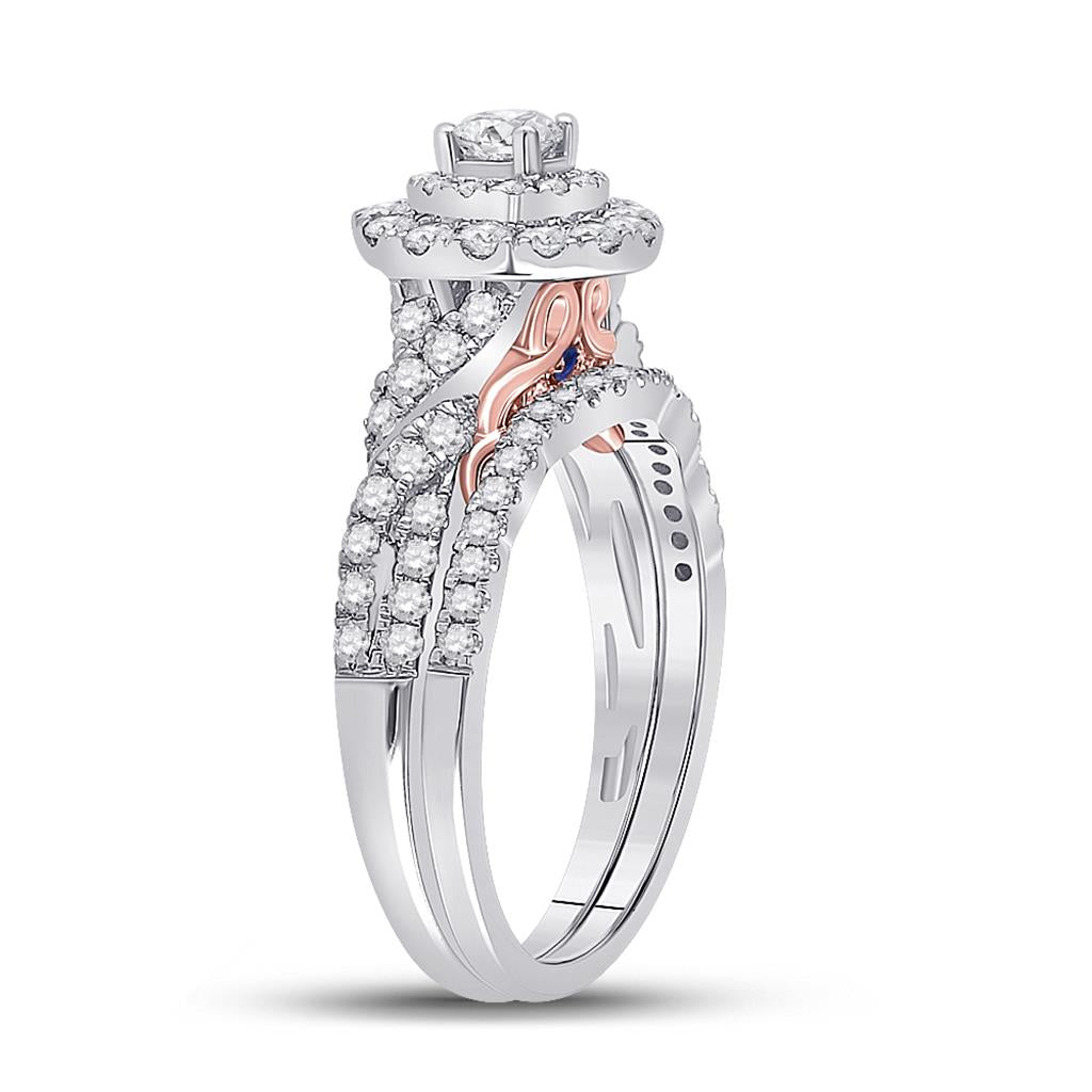 14k Two-tone Gold Round Diamond Bridal Wedding Ring Set 1 Cttw (Certified)