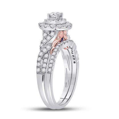 14k Two-tone Gold Round Diamond Bridal Wedding Ring Set 1 Cttw (Certified)