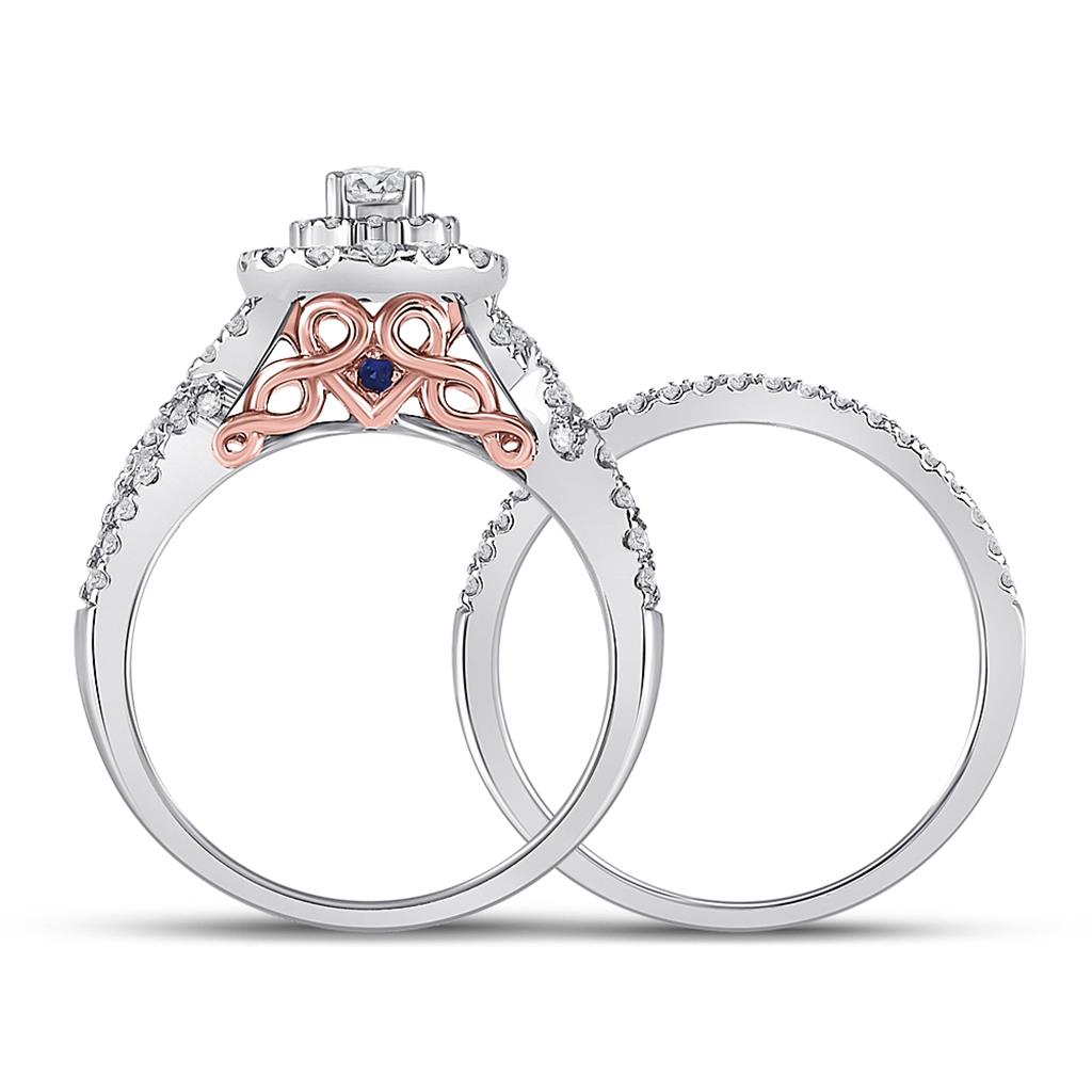 14k Two-tone Gold Round Diamond Bridal Wedding Ring Set 1 Cttw (Certified)