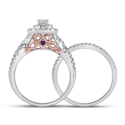 14k Two-tone Gold Round Diamond Bridal Wedding Ring Set 1 Cttw (Certified)