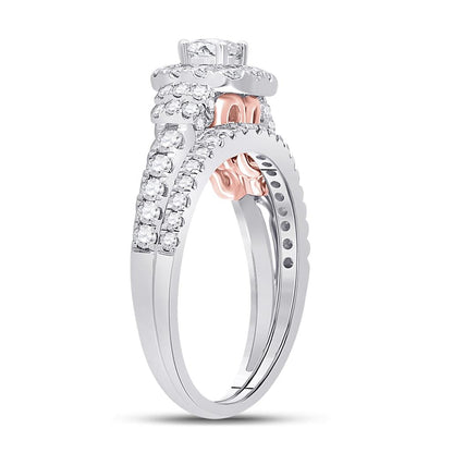 14k Two-tone Gold Round Diamond Bridal Wedding Ring Set 1 Cttw (Certified)
