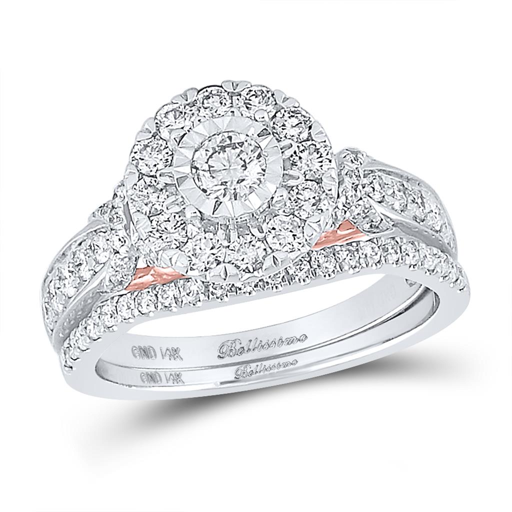 14k Two-tone Gold Round Diamond Bridal Wedding Ring Set 1 Cttw (Certified)