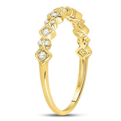 10k Yellow Gold Round Diamond Stackable Band Ring 1/6 Cttw